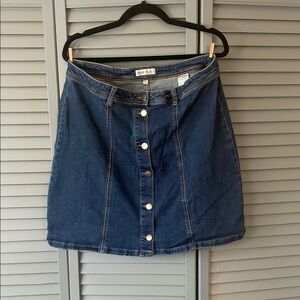 American Tall Denim Button-Front Mini Skirt